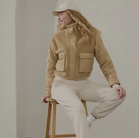 Athleta New  Tan Puffer Jacket - Picture 2 of 7